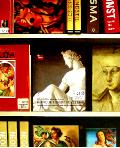hyperrealism painting of books on art movements by Gerard Boersma, renaissance, expressionism, Mucha, Botticelli, Venus, Michelangelo, jugendstil, baroque, sculpture, drawing