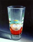 cartman- hyperrealism acrylic still life painting by artist Gerard Boersma showing southpark cartman glass