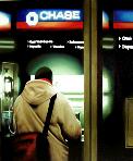 chase- hyperrealism acrylic painting by artist painter Gerard Boersma showing a man in front of Chase Bank Manhattan ATM cashmachine in New York