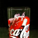 coke glass- hyperrealism acrylic still life painting by artist Gerard Boersma showing coca cola glass
