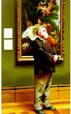 guardian- hyperrealism acrylic painting by artist painter Gerard Boersma showing guard in front of baroque painting by Simon Vouet of Venus and Adonis, Los Angeles