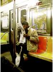 trams- hyperrealism painting by artist Gerard Boersma showing a man trapped between two trams at leidseplein in Amsterdam