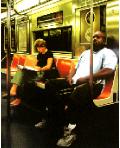 Subway- hyperrealism public transport painting of people riding the New York subway metro by artist Gerard Boersma