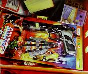 toy- hyperrealism acrylic still life painting by artist Gerard Boersma showing toy gun