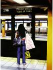 Bag Lady- hyperrealism public transport painting of a lady with bags on subway platform in New York by artist Gerard Boersma