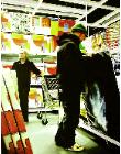 Ikea- stores and interiors- hyperrealism painting of people browsing for art in Ikea store by artist Gerard Boersma