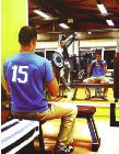 Narcissus- stores and interiors- hyperrealism  painting of man working out in gym in fron of mirror by artist Gerard Boersma